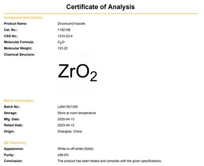 zirconium dioxide CAS 1314-23-4 COA | Shaanxi BLOOM Tech Co., Ltd zirconium dioxide CAS 1314-23-4 COA | Shaanxi BLOOM Tech Co., Ltd