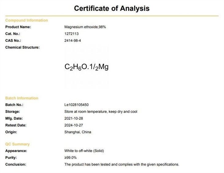 Magnesium Ethoxide CAS 2414-98-4